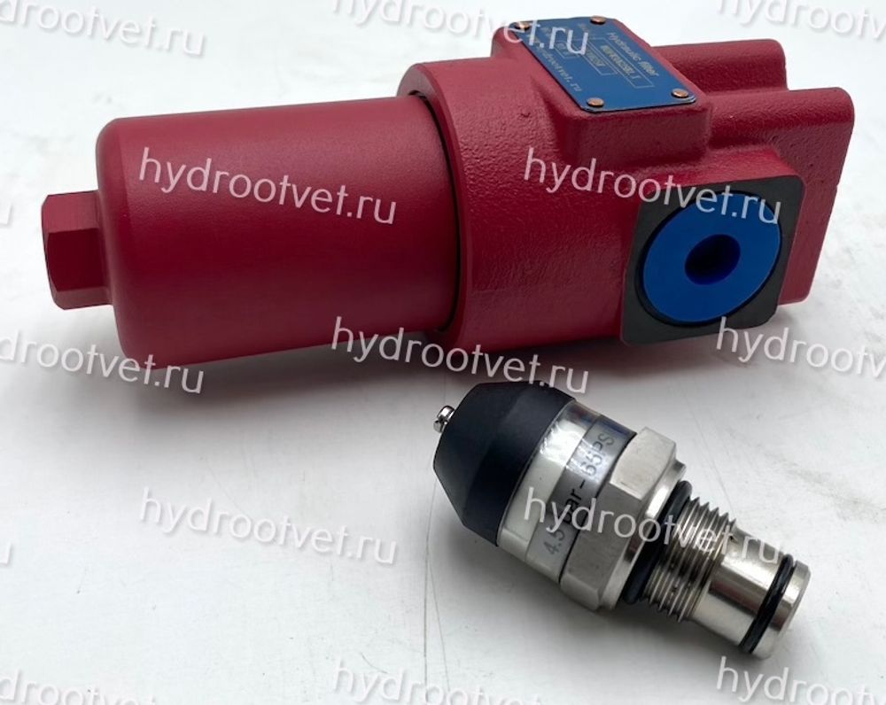 WKDFW30G25B1.X - Напорный фильтр гидравлический одинарный модели DF тонкость фильтрации 25 мкм, типоразмер 30, вид присоединения: резьба G1/2, материал корпуса - чугун, рабочее давление до 420 бар, визуальный индикатор загрязнения