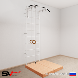 Шведская стенка Sv Sport усиленная 6134 (Турник стандарт/Канат/Кольца/Мат 1м)