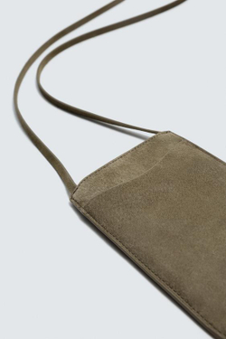 ZARA КОЖАНАЯ СУМКА С ПЛЕЧЕВЫМ РЕМНЕМ, ЗЕЛЕНЫЙ ХАКИ