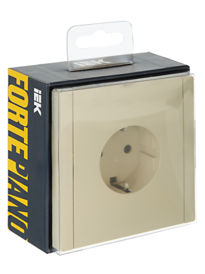 FORTE&PIANO Розетка 1-местная с заземлением с защитными шторками винтовое крепление 16А FP415 ваниль IEK