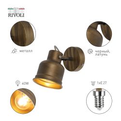 Светильник настенно-потолочный спот Rivoli Inessa 7035-701 поворотный 1 х Е27 40 Вт | Rivoli