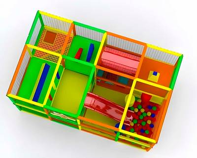 Детский игровой лабиринт с крышей «Волшебная поляна» 5,66×2,46×3,3 м