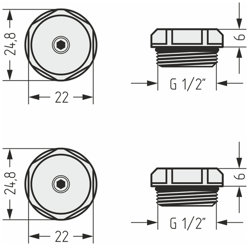 Спускной клапан Сунержа d 25 мм (G 1/2" НР) / 2 шт.