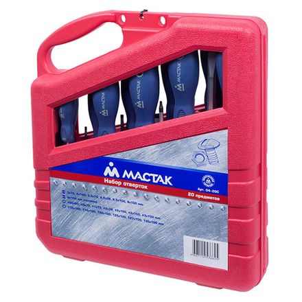 Цена на МАСТАК (04-20C) Набор отверток в кейсе (PH, SL, TORX) 20 предметов
