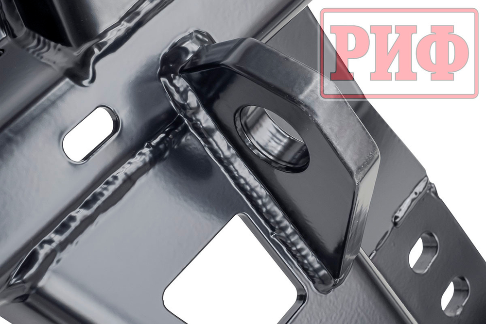 Бампер задний силовой/защита штатного бампера Toyota Land Cruiser Prado 150 c квадратом под фаркоп, калиткой, подсветкой номера РИФ