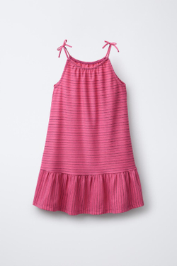 ZARA ПЛАТЬЕ В ПОЛОСКУ, ЦВЕТ ФУКСИИ