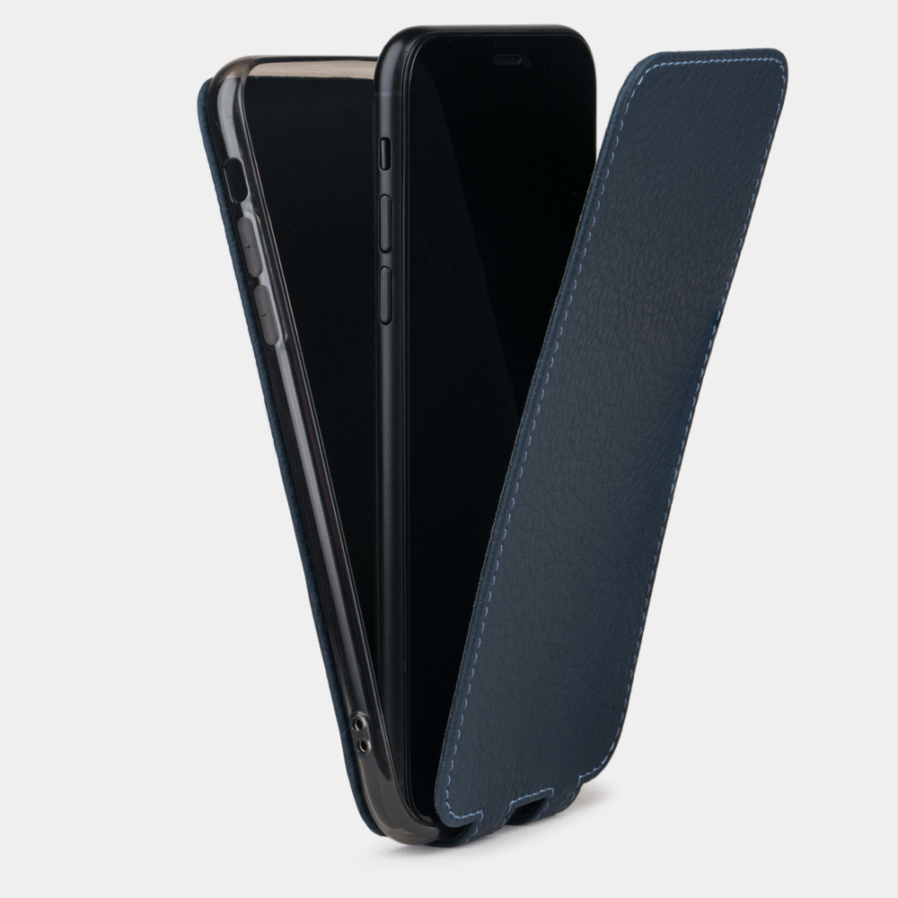 Чехол для iPhone X/XS из натуральной кожи теленка, цвета синий