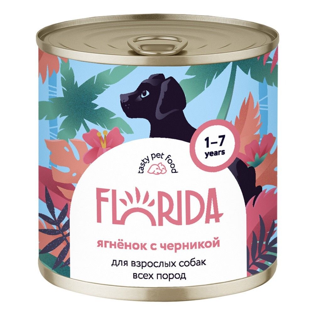 Florida - консервы для собак с ягненком и черникой