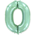 Шар фольгированный Цифра 0 101 см (Мятный)