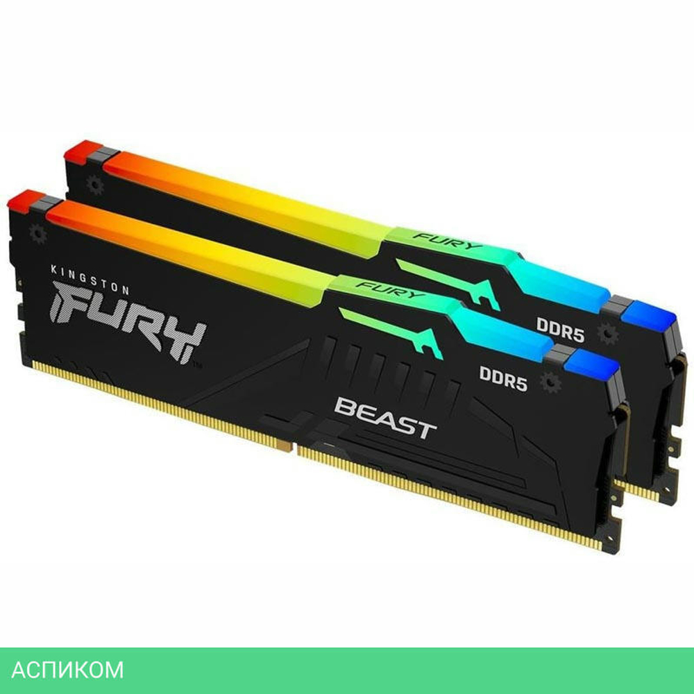 Оперативная память Kingston Fury Beast Black RGB 2x32GB DDR5 (KF552C40BBAK2-64)