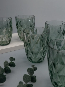 Набор стакан-тумблер для виски, 260 мл. 6 шт. Зеленые