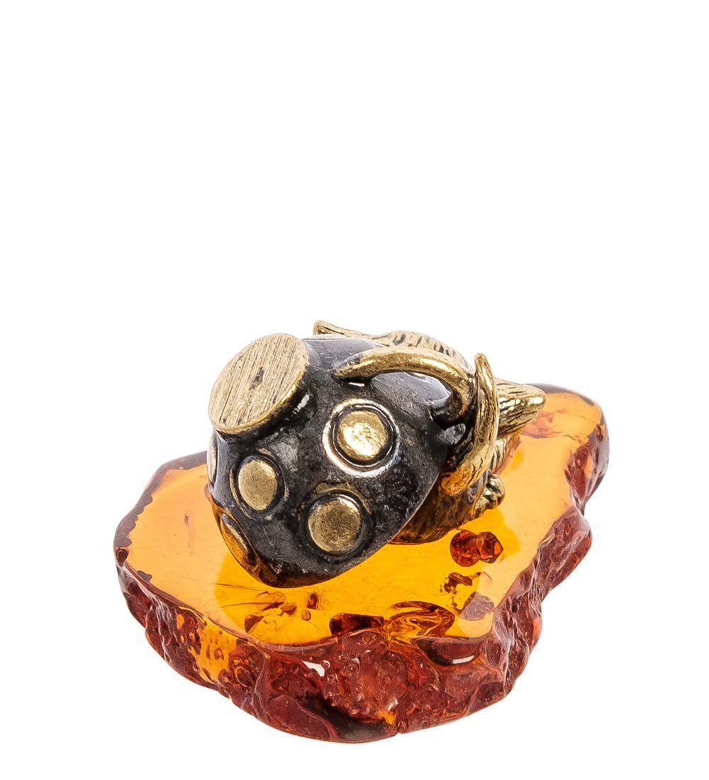 AM-2226 Фигурка «Котик под чашкой» (латунь, янтарь)