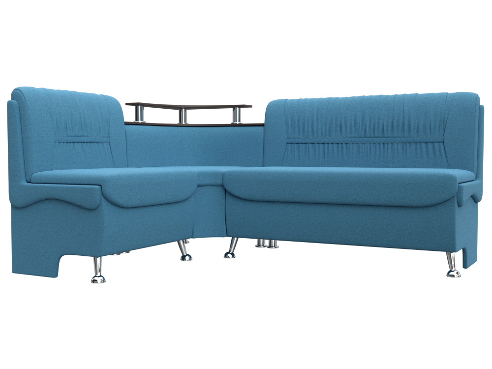 Диван кухонный угловой Сидней левый угол, Амур 10 голубой, Рогожка, 125904L