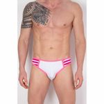 Мужские трусы слипы белые в розовую полоску Cosmos Colors FC40_PW