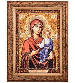 AMB-01/15 Икона Божией Матери «Смоленская» (с янтарной крошкой) пласт.рамка H-37см