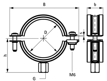 Хомут Walraven KSB2 для труб 1" (31-35 мм), M8/10, вкладыш из EPDM (арт. 3396035)