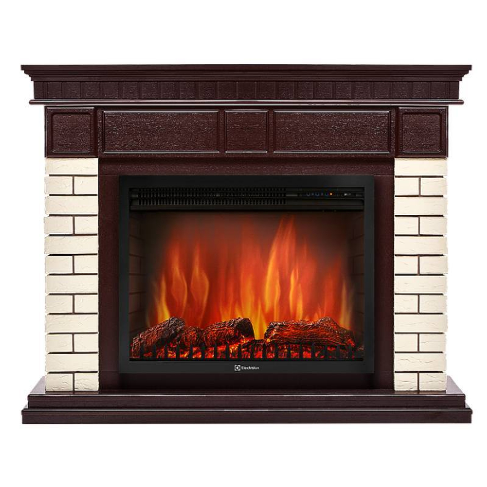 Портал Firelight Bricks 25 камень бежевый, шпон темный дуб