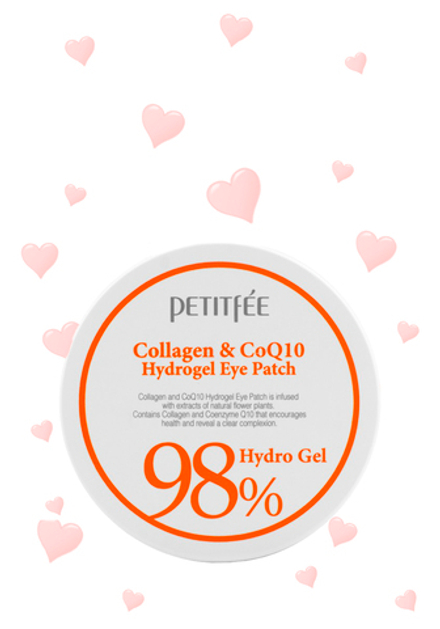 Petitfee 98% Collagen & CoQ10 Гидрогелевые патчи для глаз (30 пар)