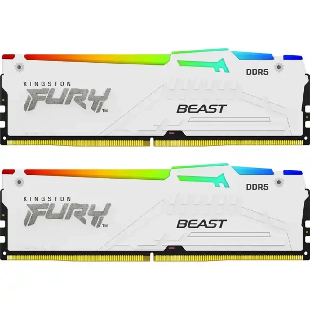 Модуль памяти Kingston Fury Beast White RGB EXPO, DDR5 DIMM 32Gb (KIT 2x16Gb) 5600MHz CL36