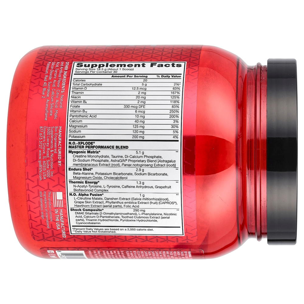 BSN, NO-XPLODE®, Legendary Pre-Workout, предтренировочный комплекс, со вкусом винограда, 555 г (1,22 фунта)