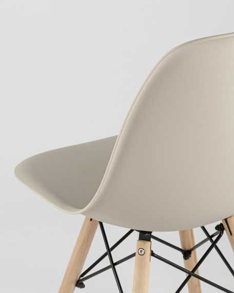 Eames Style DSW бежевый пластик, стальной каркас, натуральный массив бука