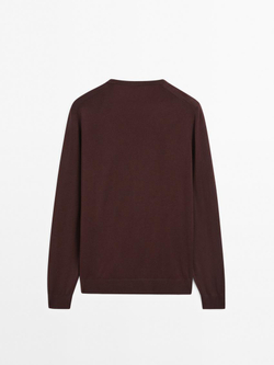 Massimo Dutti Хлопковый свитер с длинными рукавами, гранатовый