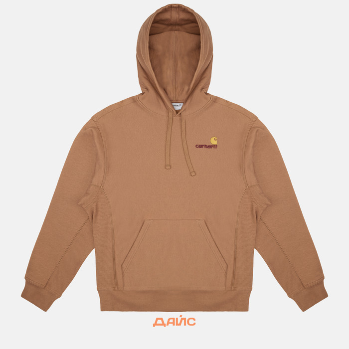 Толстовка мужская Carhartt WIP Hooded American Script артикул:I028279_hamilton_brown - купить в магазине Дайс