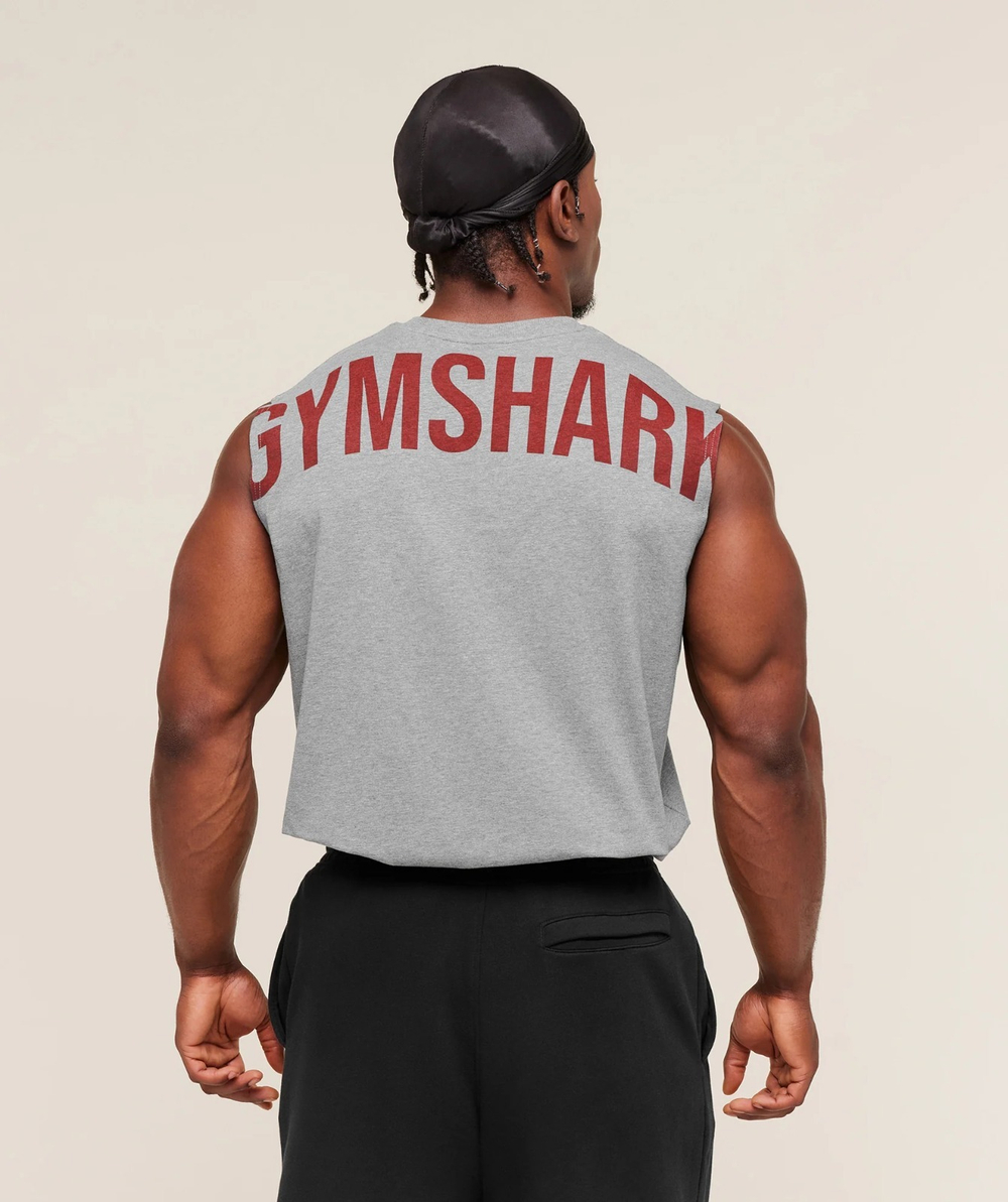 Майка GYMSHARK Power Cut Off Tank Grey