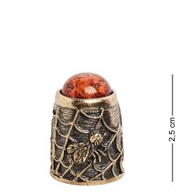 AM-1438 Наперсток «Паук и муха» (латунь, янтарь)