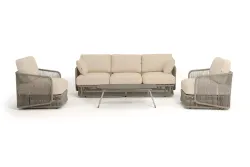 "Альбано" лаунж-зона 5-местная плетеная из роупа (веревки), каркас алюминиевый светло-серый, роуп серый меланж