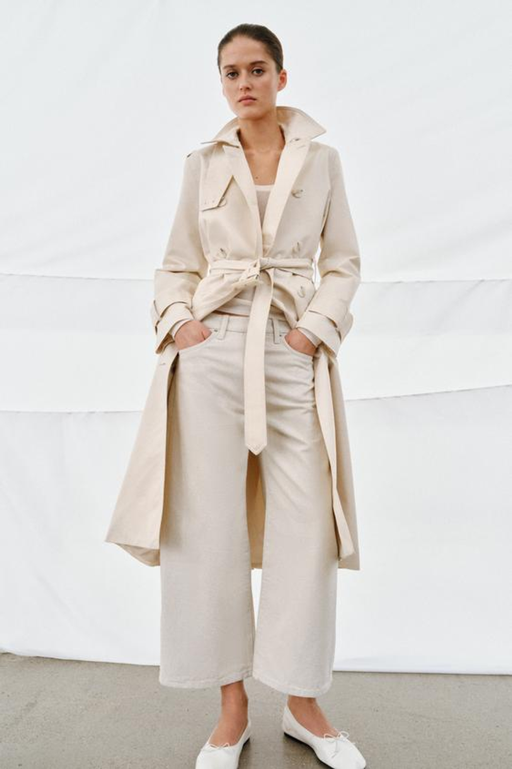 ZARA ДЖИНСЫ ZW COLLECTION CULOTTE СО СРЕДНЕЙ ПОСАДКОЙ, КАМЕННО-СЕРЫЙ