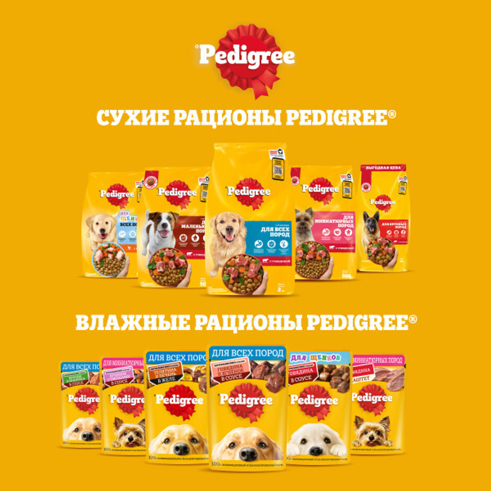 Влажный корм для взрослых собак PEDIGREE с говядиной в соусе 85 г