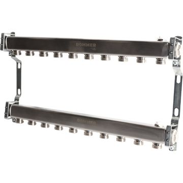 Коллектор Rommer 1"x3/4" на 10 контуров для радиаторной разводки (нерж. сталь) RMS-4401-000010