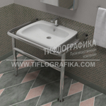 Поручень опорный для раковины, настенно-напольный, усиленный, нерж. сталь, 750x730x550 мм, D38 мм