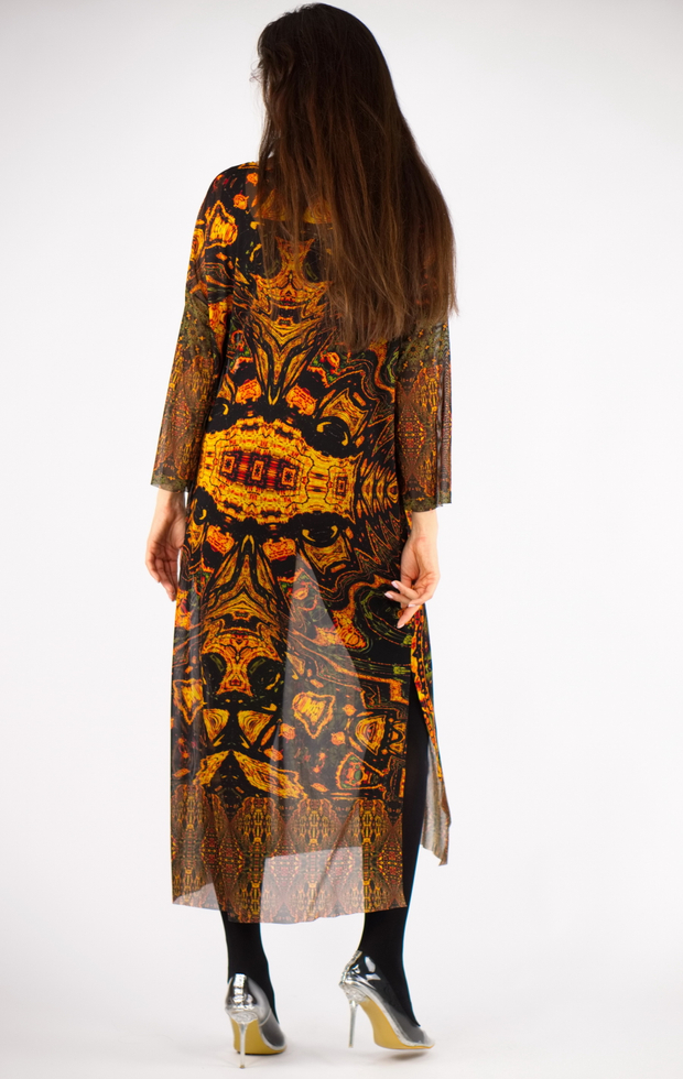 Платье-туника из сетки «Золотой лес», принт по мотивам живописи Густава Климта