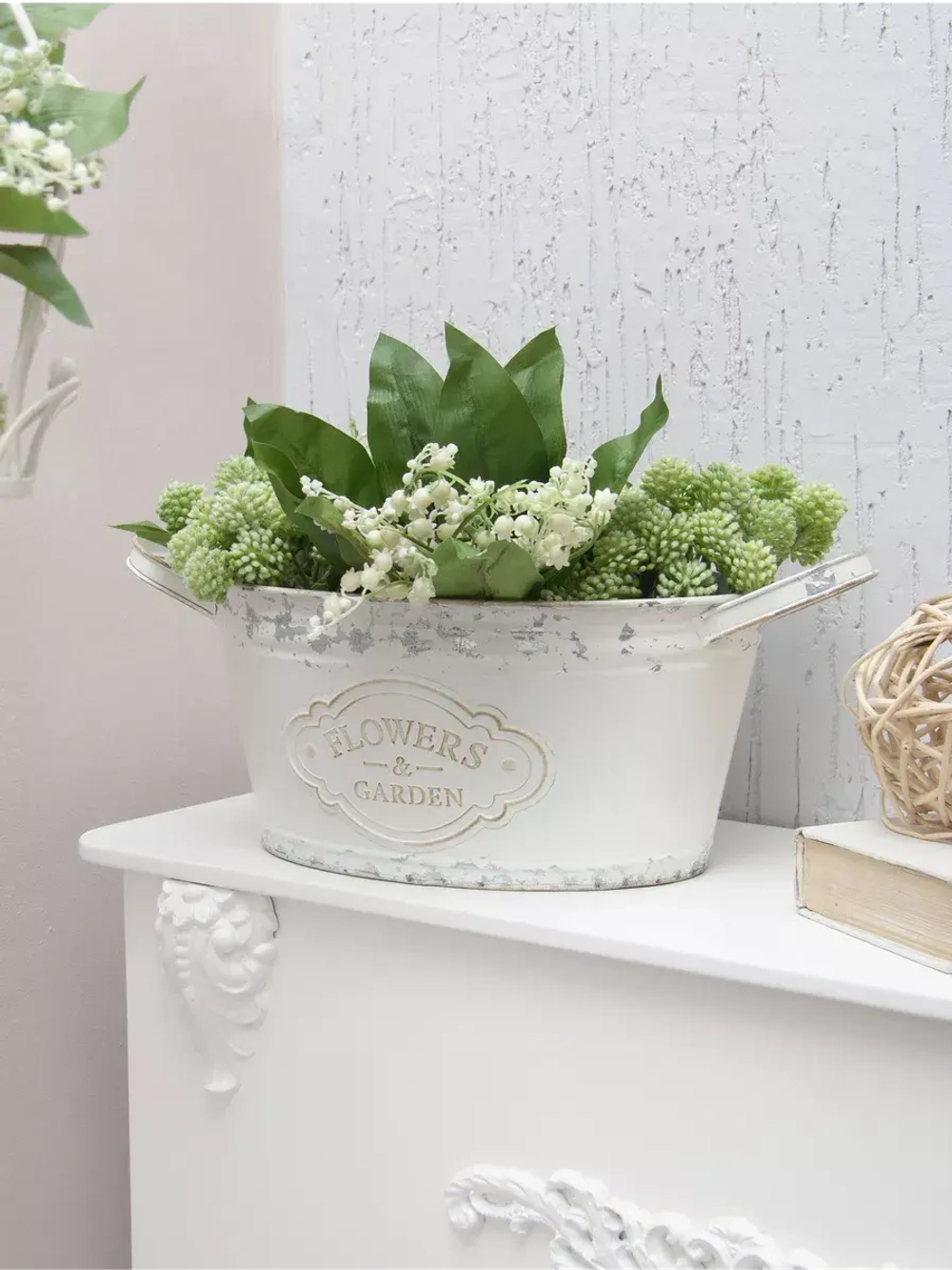 Винтажное металлическое овальное кашпо 37*15,5 см