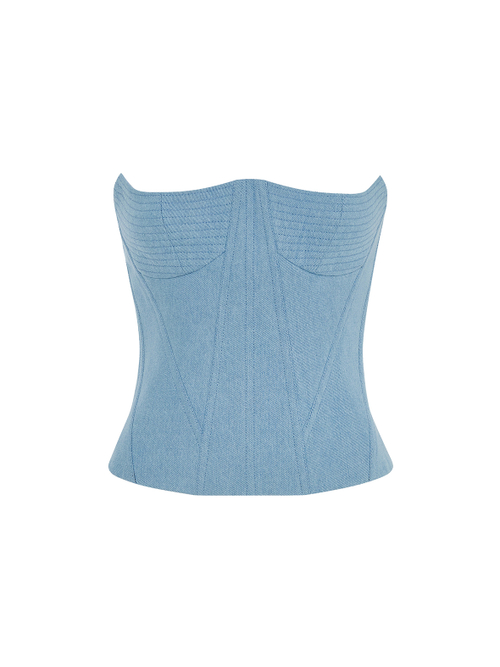 Топ-бюстье корсетного типа из денима с отстрочками