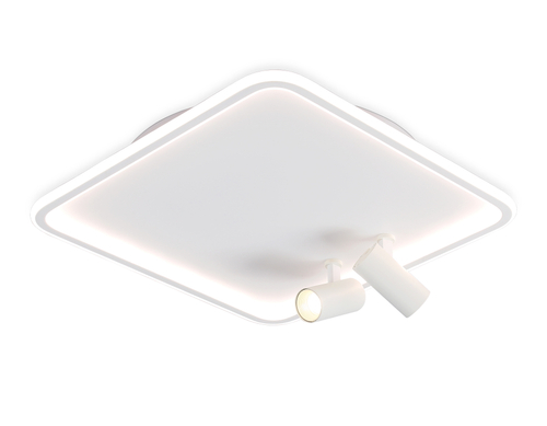 Потолочный светодиодный светильник с пультом управления FL5114/1+2 WH белый 97W 3000K-6400K 480*480*130 (ПДУ ИК)