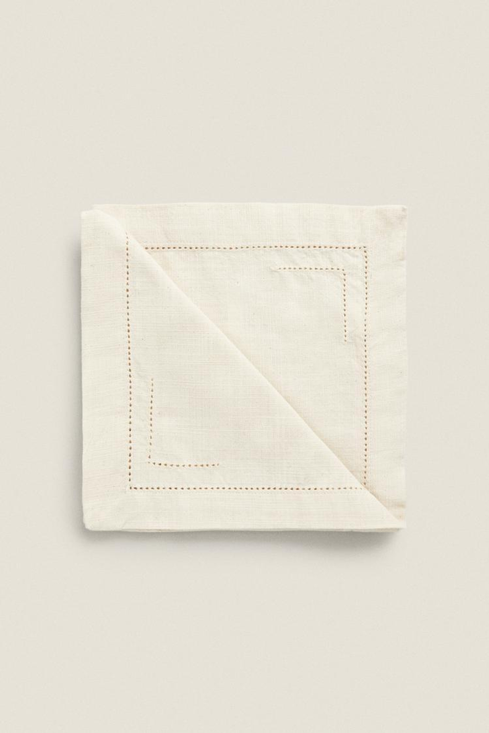 ZARA HOME АЖУРНАЯ ХЛОПКОВАЯ САЛФЕТКА (2 УПАКОВКИ), ЭКРЮ