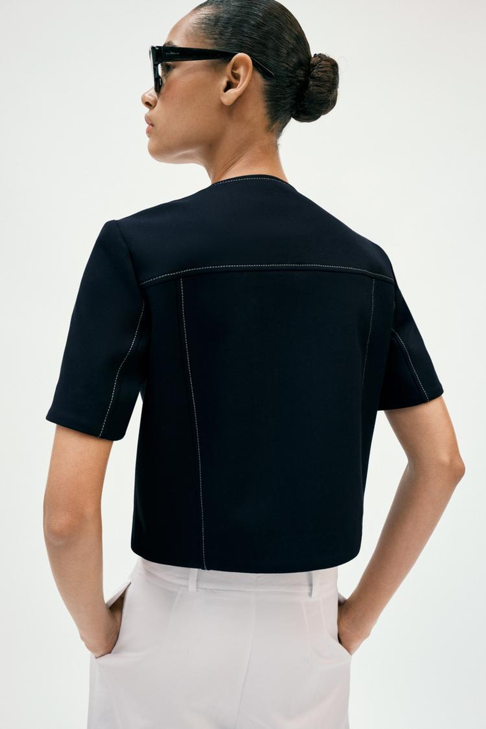 ZARA БЛЕЙЗЕР С КОРОТКИМ РУКАВОМ, МОРСКОЙ СИНИЙ