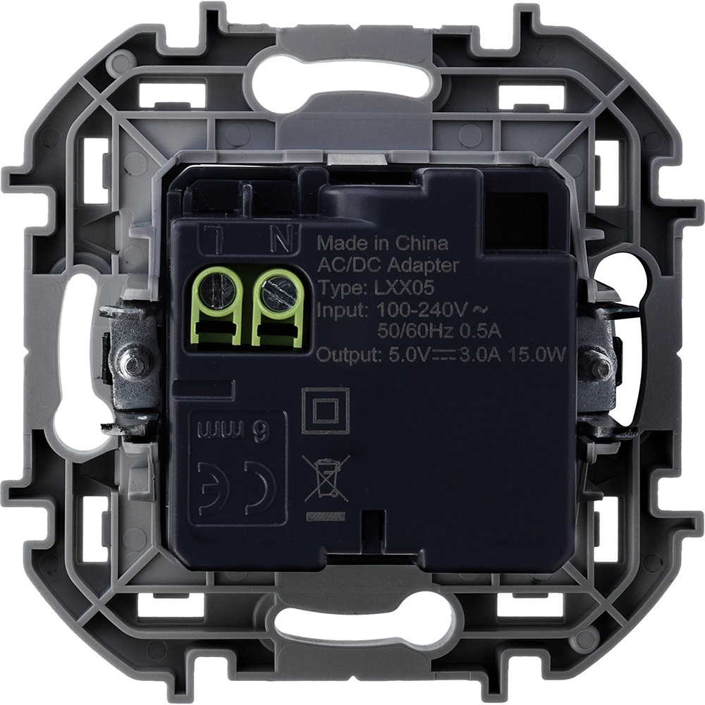 Розетка USB тип А+С 3000мА 5В - алюминий Inspiria Legrand