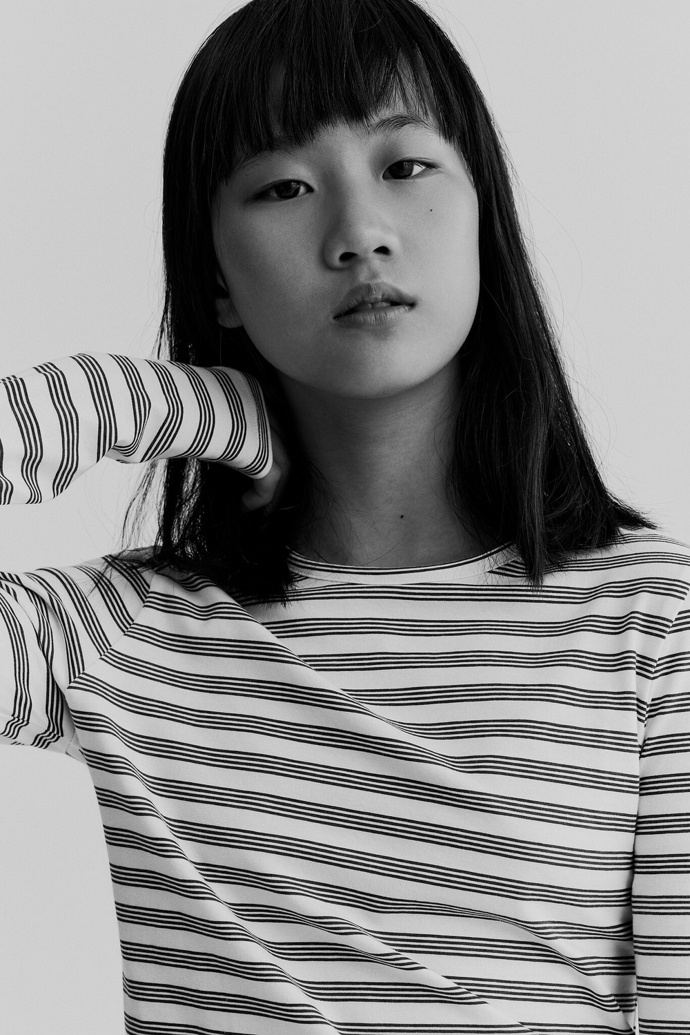 H&M Лонгслив с длинным рукавом с принтом, белый/серый