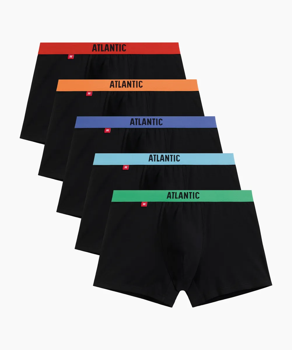 Мужские трусы шорты Atlantic, набор из 5 шт., хлопок, черные, 5SMH-004