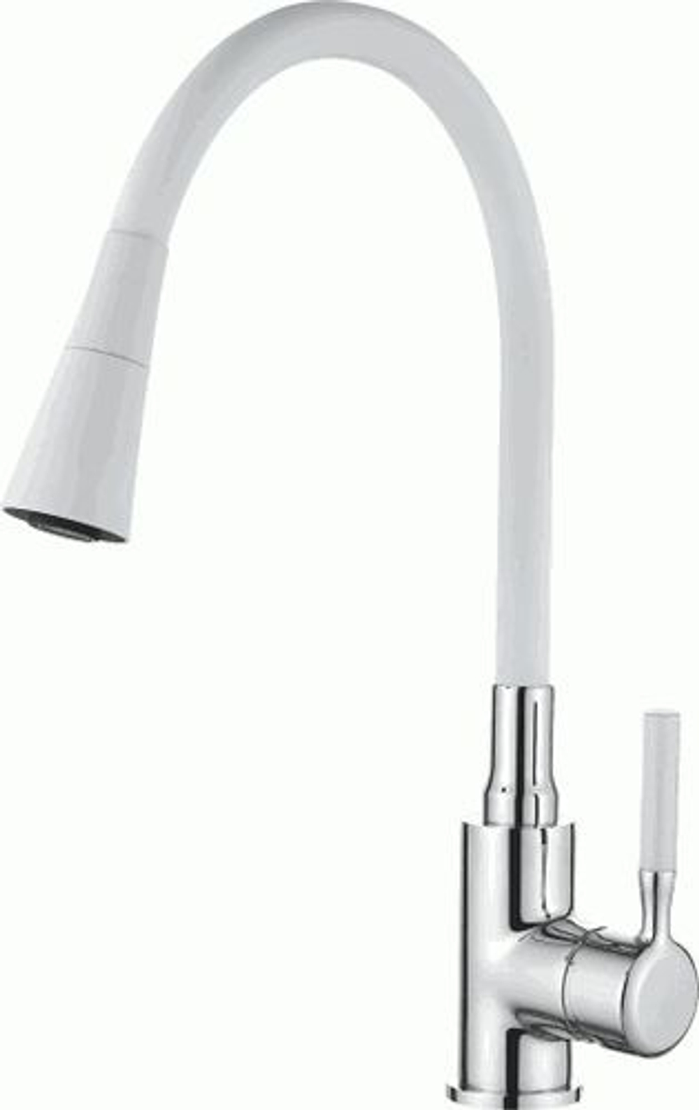 смеситель кухня LEDEME, силиконовый излив, белый+хром , L4199-3