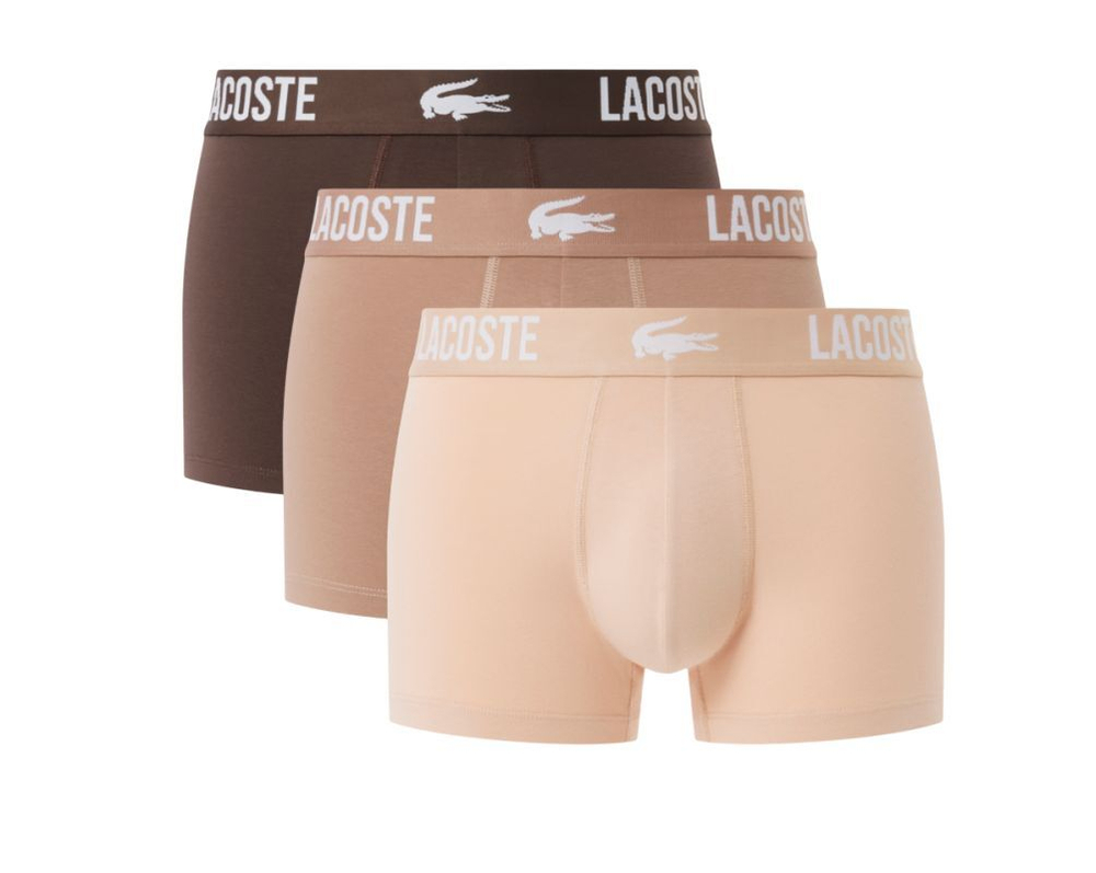 Мужские спортивные боксеры Lacoste Stretch Cotton Trunks 3P - Коричневый
