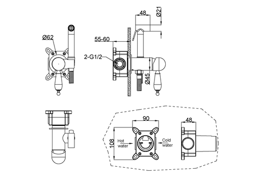Boheme Гигиеническая лейка со смесителем MEDICI