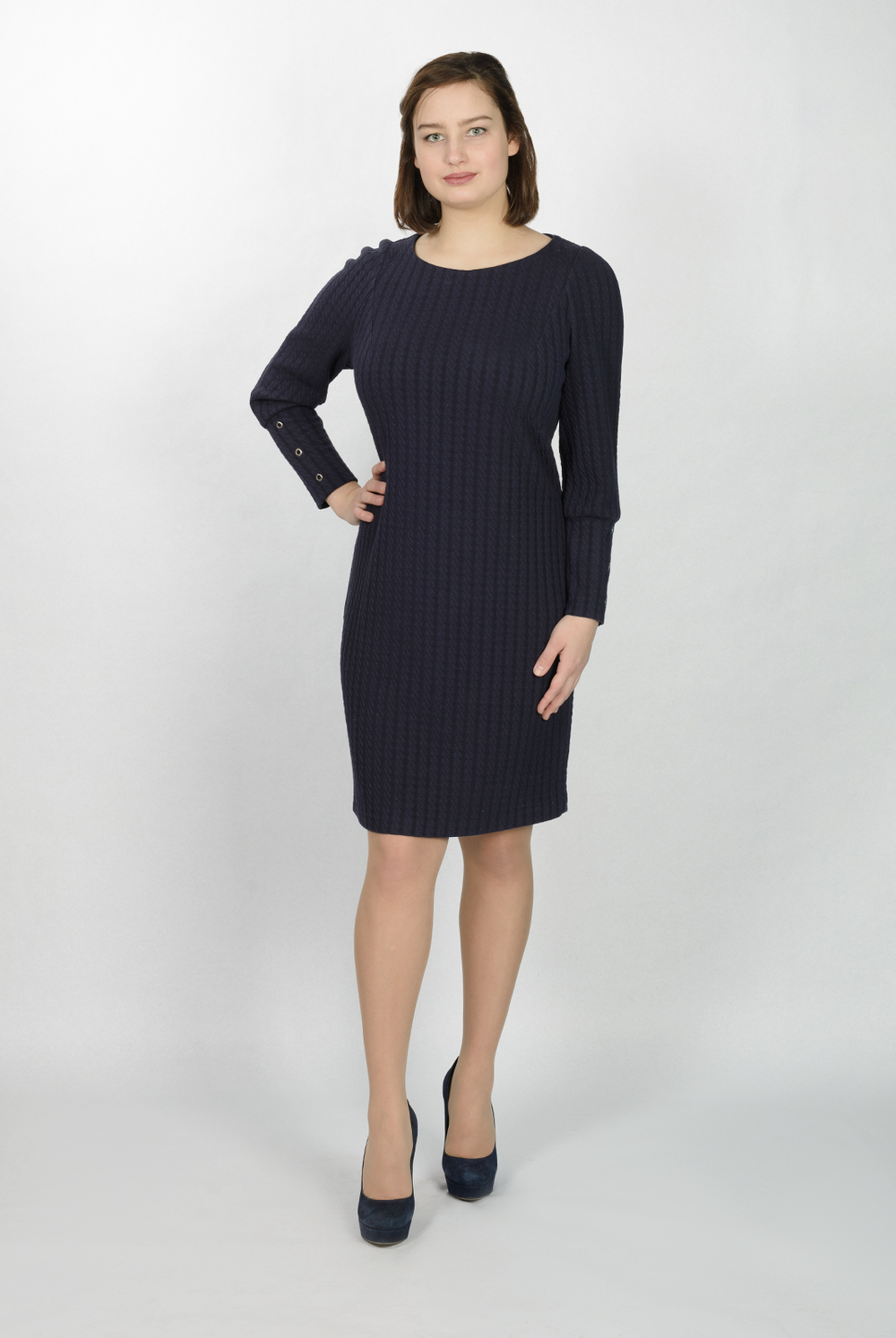 Трикотажное платье 2712ЛП, темно-синий #133ТС052712ЛП