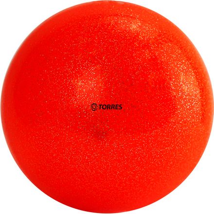 Мяч для художественной гимнастики TORRES, AGP-19-06, диам. 19 см, ПВХ, оранжевый с блестками