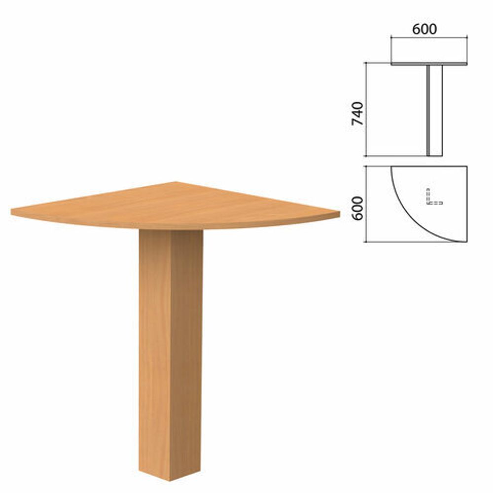Стол приставной угловой &quot;Бюджет&quot;, 600х600х740, груша ароза, 402664-336