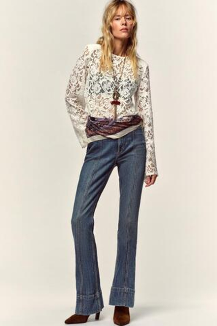 ZARA КРУЖЕВНОЙ ТОП С ПОДПЛЕЧНИКАМИ, ЖЕЛТОВАТО-БЕЛЫЙ